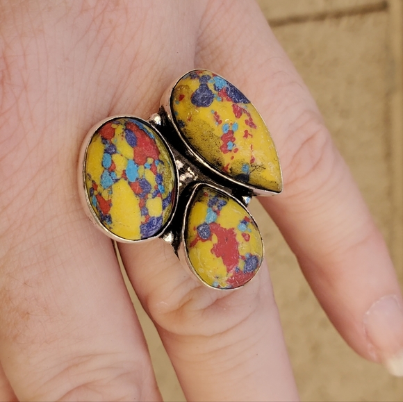 New Mosaic Balloon Jasper 925 Silver Ring. - Picture 10 of 12